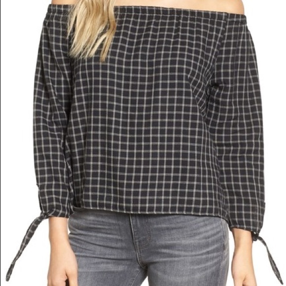 Madewell Tops - Madewell Buffalo Plaid Off Shoulder